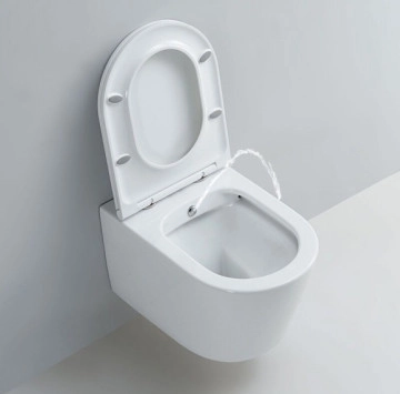 Стенна тоалетна чиния Интер ICC3755B/Bidet Rimless бяла с биде система